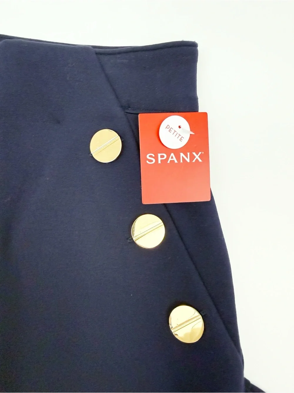 SPANX Ponte Button Front Wide Leg Pants Trousers Lapis Blue Sailor Nautical